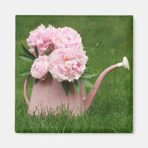 Beautiful peonies in a watering can magnets