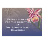 beautiful pink orchid on deep blue wedding business card templates