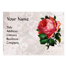 BEAUTIFUL PINK ROSE,RED WAX SEAL White Pearl Paper Business Card