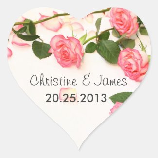 Beautiful pink roses wedding sticker