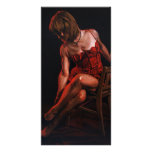Beautiful Pinup Girl in Red Corset Under Red Light Photo Card