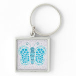 Beautiful Pointillism Butterfly Blue and Purple Key Chain