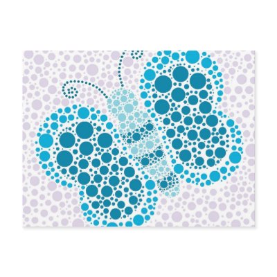 Beautiful Pointillism Butterfly Blue and Purple Post Card by JKLDesigns