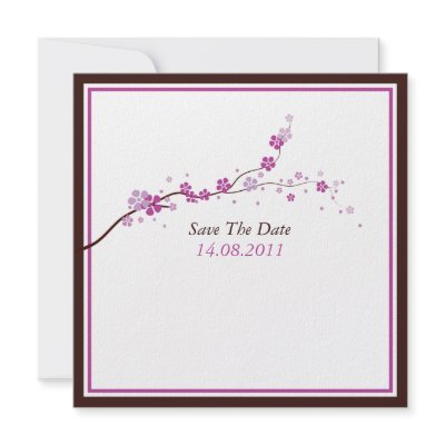 Beautiful Purple Blossom Wedding Save the Date Personalized Invitations by honey_moon