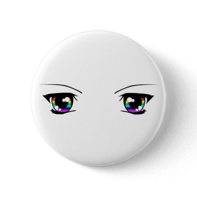 Beautiful Rainbow "anime eyes" badge Button by jaceyevans