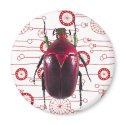 Beautiful Red Beetle On Retro Floral magnets