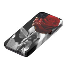 Beautiful Red Rose with Black & White background iPhone 4 Cases