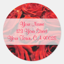 Beautiful red roses Address Labels Round Sticker