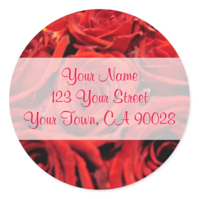 Beautiful red roses Address Labels Round Sticker by DonnaGrayson_Photos