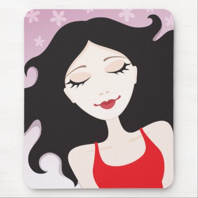 Beautiful relaxing or sleeping woman mousepad by TheStationeryShop