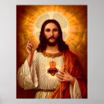 Beautiful religious Sacred Heart of Jesus image Poster