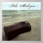 Beautiful Retro Lake Michigan Beach Driftwood Print