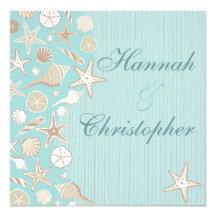Beautiful Seashell Beach wedding invitation