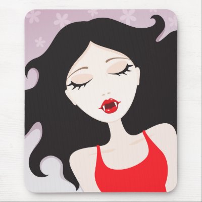 Beautiful sleeping vampire girl mousepad by TheStationeryShop