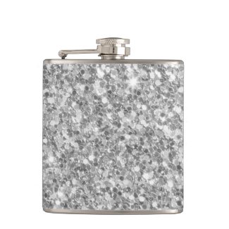 Beautiful Sparkle Silver Gray Glitter Pattern Hip Flasks