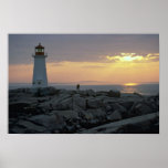 Beautiful Sunset: Peggy's Cove Light House, Nova S Posters