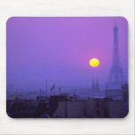 Beautiful Sunset: Red sunset on Paris and Eiffel T Mousepad