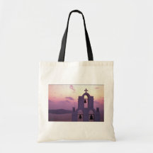 Beautiful Sunset: Santorini Fira at sunset, Greece Canvas Bag