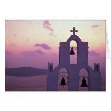 Beautiful Sunset: Santorini Fira at sunset, Greece Cards
