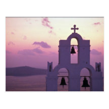Beautiful Sunset: Santorini Fira at sunset, Greece Post Card