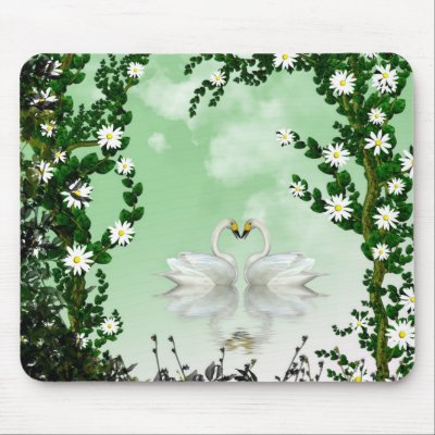 Beautiful swans flowers 1 mouse mats by ElegantRose
