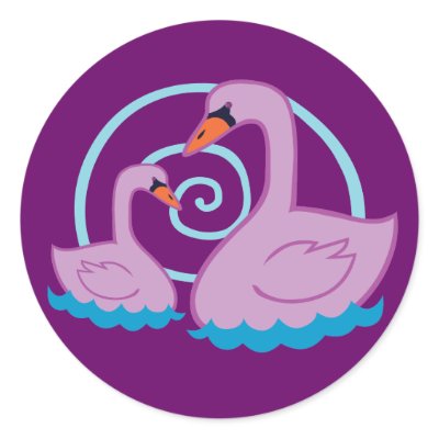 Beautiful Swans Round Stickers by toxiferous