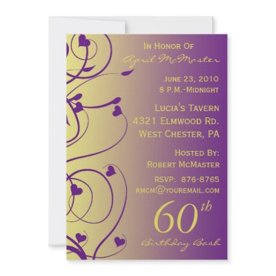 Beautiful Swirls 60th Birthday Invitation by NightSweatsDiva