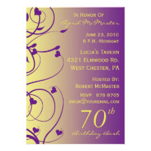 Beautiful Swirls 70th Birthday Invitation