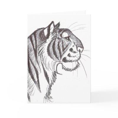 Beautiful Tiger drawing greeting card by we_the_animals