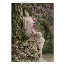 Beautiful Vintage Forrest Flower Goddess Greeting Card