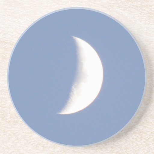 Beautiful Waxing Crescent Moon in Daylight Coasters