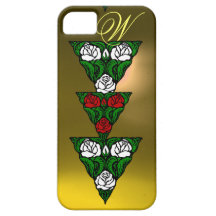 BEAUTIFUL WHITE  RED ROSES TRIANGLE MONOGRAM iPhone 5 CASE