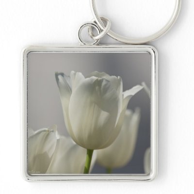 Beautiful White Spring Tulips Key Chain by leehillerloveadvice