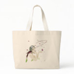 beautiful woman and bird tote bags