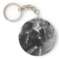 Beautiful woman and cars, 1920s key chain