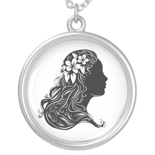 beautiful woman black and white retro portrait necklace