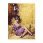 Beautiful Woman in Purple Dress Being Held Captive Post Cards