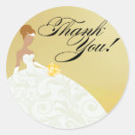 Beautiful Yellow and White Luxe Thank You Round Stickers