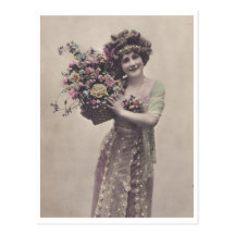Beautifully Dressed Retro Young Woman Post Cards