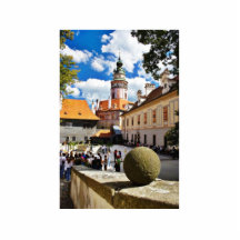 Beautifully Painted Tower In Cesky Krumlov Town Photo Cut Out