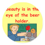 beauty and beer round stickers