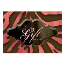 Beauty Gift Cards Certificates Animal Zebra Coral