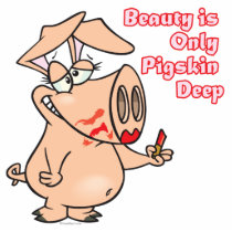 beauty is only pig skin deep pun funny cartoon photo cut out
