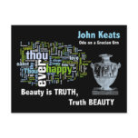 Beauty is Truth - John Keats - Grecian Urn postcards