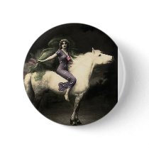 *Beauty on Horseback* Vintage Woman Pinback Buttons