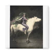 *Beauty on Horseback* Vintage Woman Fridge Magnet