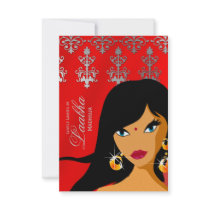 Beauty Salon Gift Card Invite Silver Red Bindi 2
