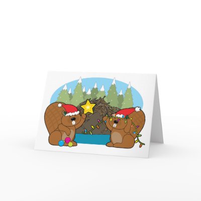Beaver Christmas Greeting Card by mariabellimages