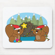 Beaver Christmas Mouse Mats