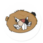 Beaver Face Round Sticker
